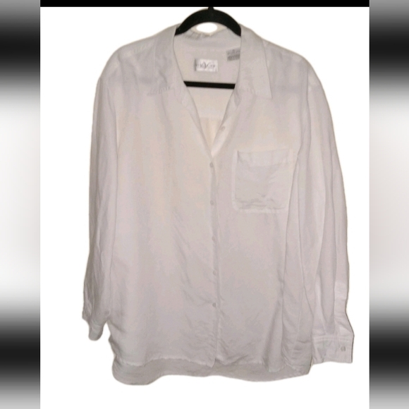 villager Tops - Vintage Villager White Ramie/Rayon Long Sleeve Shirt XL
